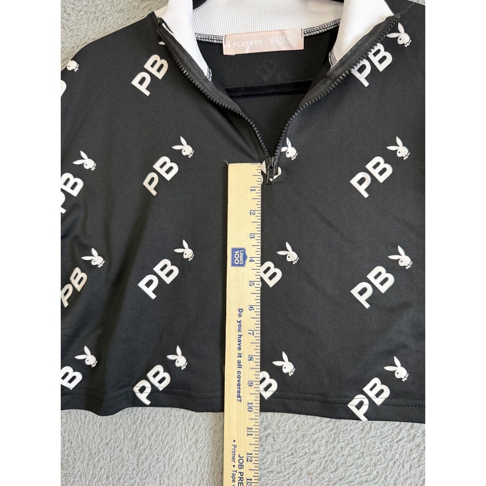 Playboy‎ Missguided Pullover Womens 6 Crop Top Quarter Zip Long Sleeve Sweater - Picture 12 of 13